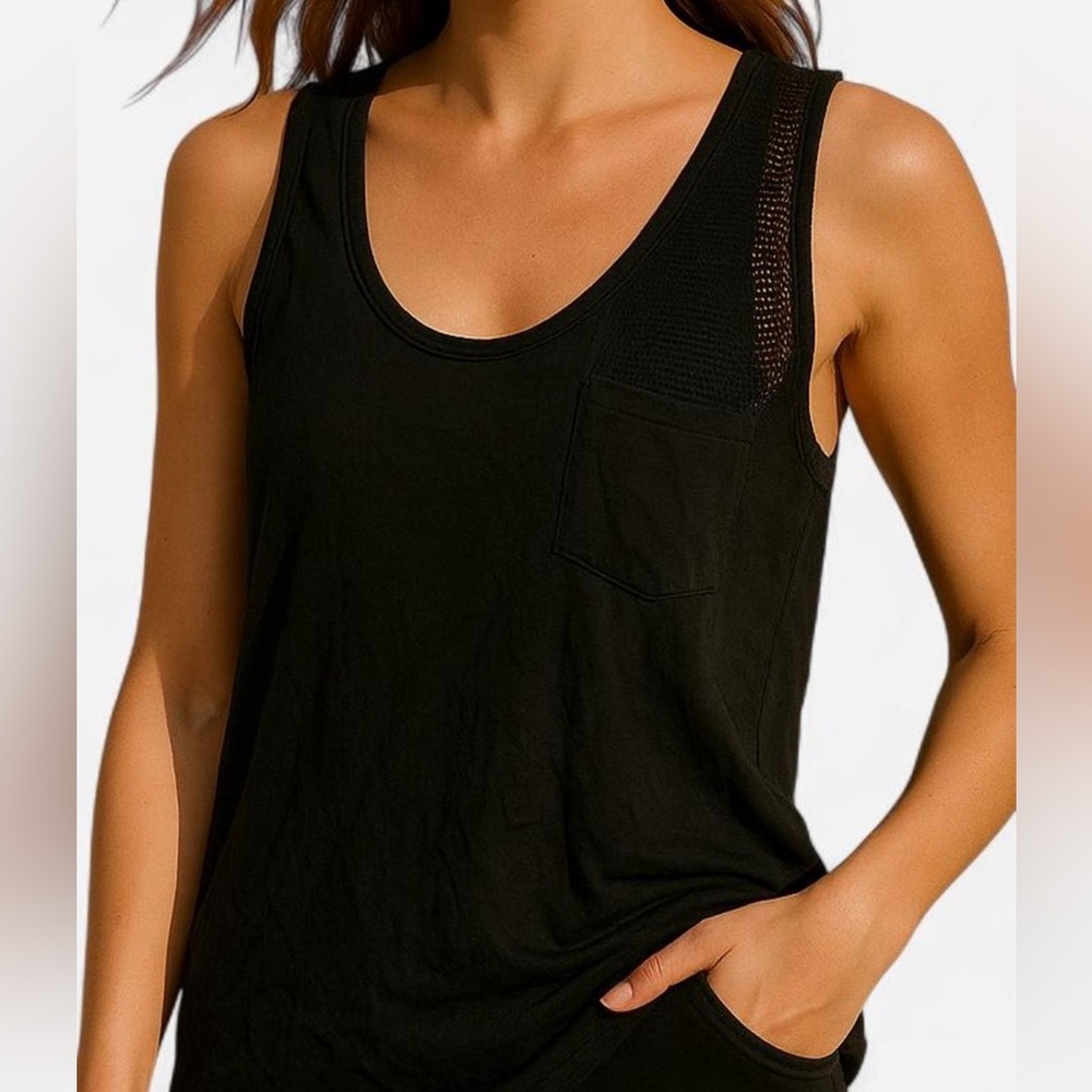 Beyond Yoga Black Mesh Detail Tank